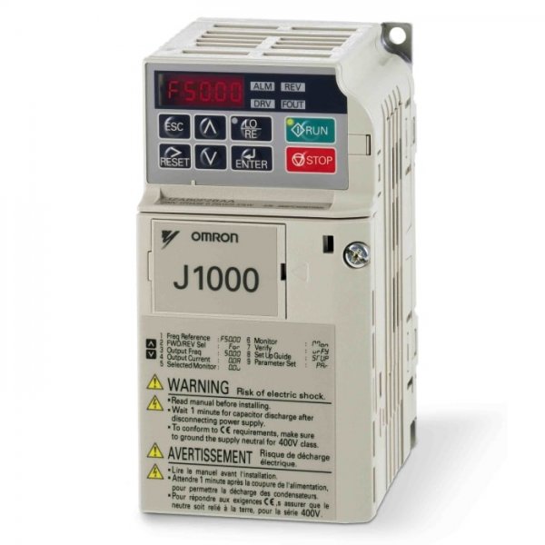 Omron JZAB0P2BAA Inverter Drive, 0.4 kW, 3 Phase, 200 V ac, 1.9 A, J1000 Series