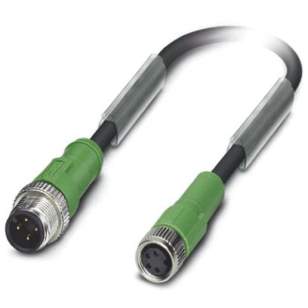 Phoenix Contact 1693089 Straight Female 4 way M8 to Straight Male 4 way M12 Sensor Actuator Cable, 1.5m