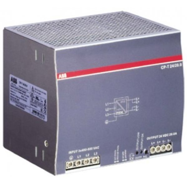ABB 1SVR427056R0000 CP-T 24/20.0 Switch Mode DIN Rail Power Supply, 340 → 575V ac ac, dc Input, 24V