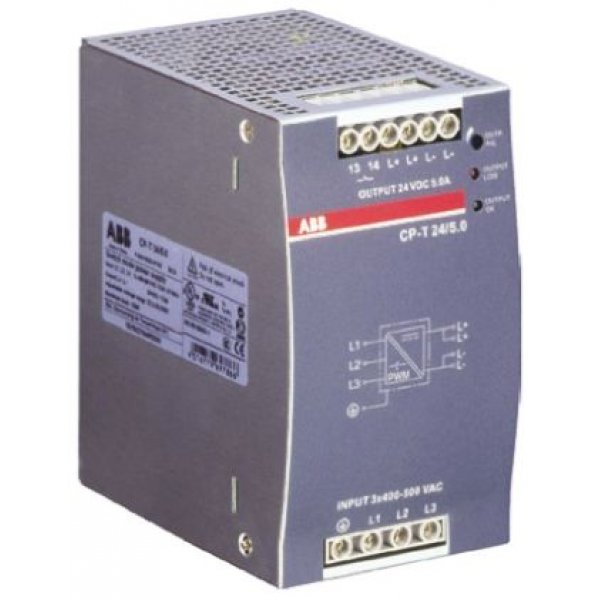 ABB 1SVR427054R0000 CP-T 24/5.0 Switch Mode DIN Rail Power Supply, 340 → 575V ac ac, dc Input, 24V