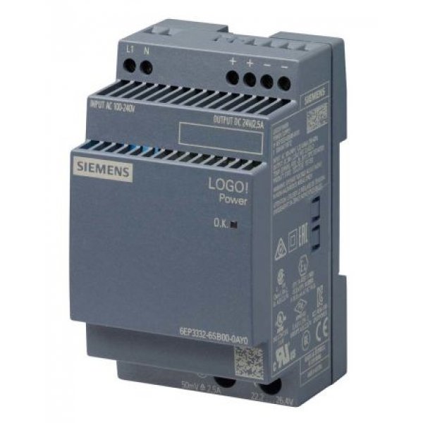 Siemens 6EP3332-6SB00-0AY0 DIN Rail Power Supply 60W 24V 2.5A