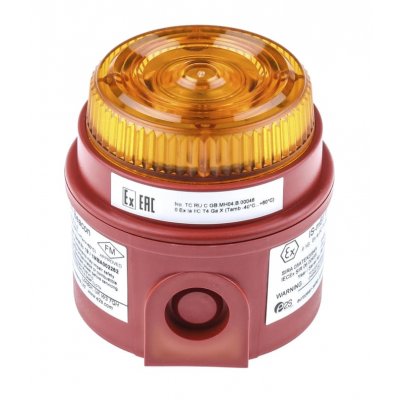 e2s IS-MB1-R/A Amber Flashing Beacon, 24 V dc, Surface Mount, LED Bulb, IP65