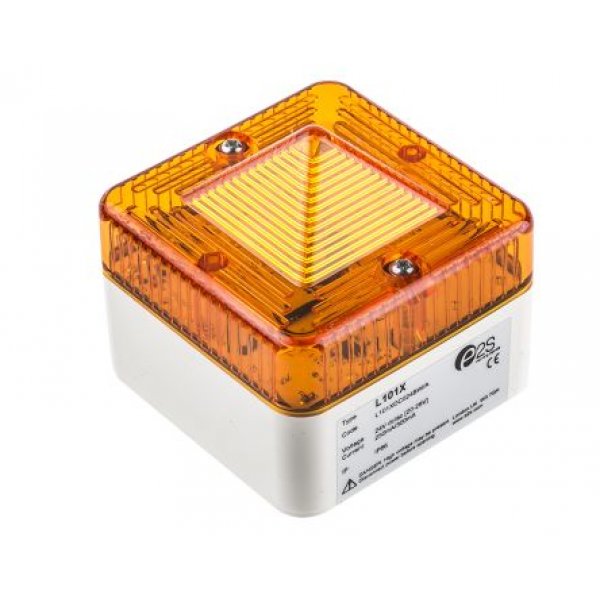 e2s L101XDC024BW/A Amber Flashing Beacon, 24 V ac/dc, Surface Mount, Xenon Bulb, IP66