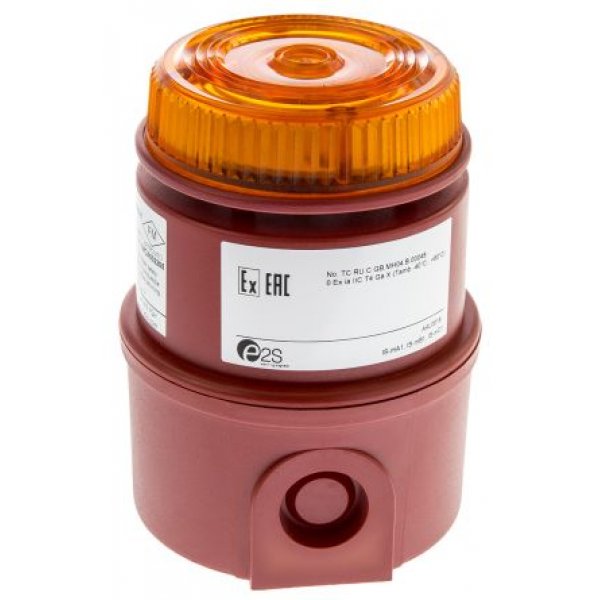 e2s IS-MC1-R/A Amber Sounder Beacon, 16 → 28 V dc, IP65, Wall Mount, 100dB at 1 Metre