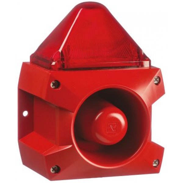 Pfannenberg 23351105000 PA X 5-05 Series Red Sounder Beacon, 230 V ac, Base Mount, 100dB at 1 Met