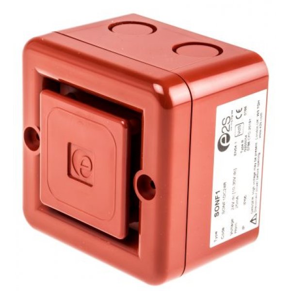 e2s SONF1DC24R Red 10-Tone Electronic Sounder, 10 → 30 V dc, 100dB at 1 Metre, Surface Mount
