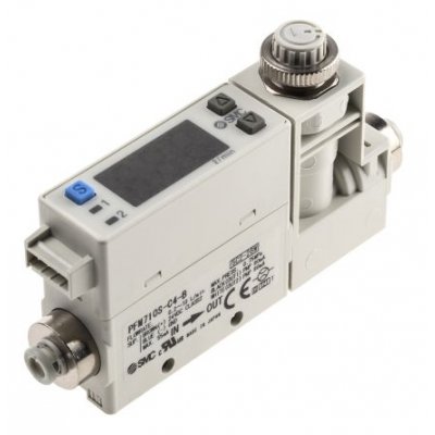 SMC PFM710S-C4-B-W Integrated Display Flow Switch for Dry Air, Gas, 0.2 L/min Min