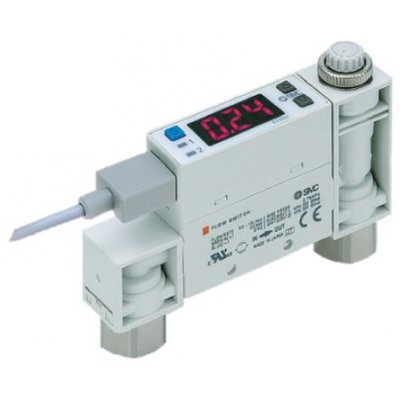 SMC PFM725S-C6-B-W Integrated Display Flow Switch for Dry Air, Gas, 0.5 L/min Min
