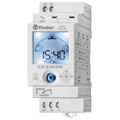 Finder 12.81.8.230.0000 Digital with NFC DIN Rail Time Switch 110 → 230 V ac, 1-Channel