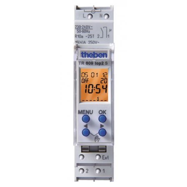 Theben/Timeguard TR609 top 2S Digital DIN Rail Time Switch 230 → 240 V ac, 1-Channel