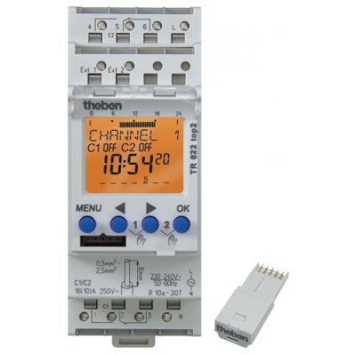 Theben/Timeguard TR622 top 2 24V Digital DIN Rail Time Switch 12 → 24 V, 2-Channel