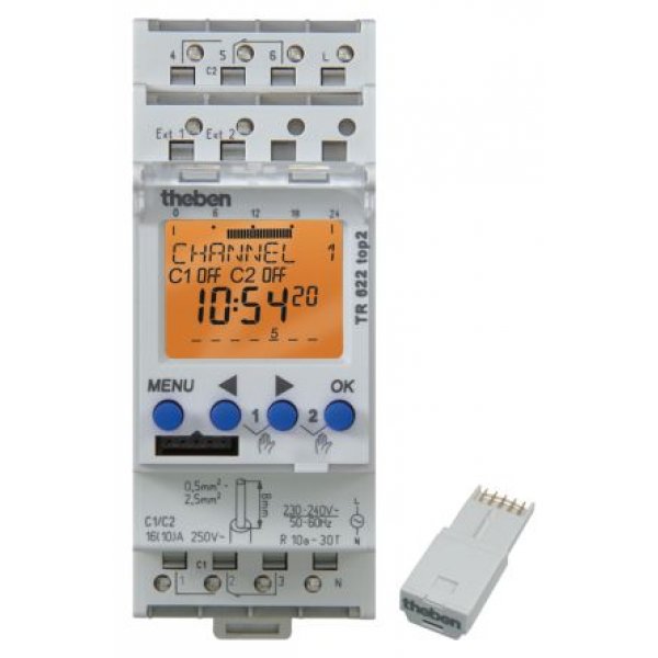 Theben/Timeguard TR622 top 2 Digital DIN Rail Time Switch 230V