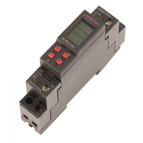 Muller SC 08.11 pro Digital DIN Rail Switch Measures 230 Vac