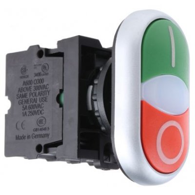 Eaton 216509 M22-DDL-GR-X1/X0/K11/230-W Series Illuminated Push Button, Flush Mount, IP66