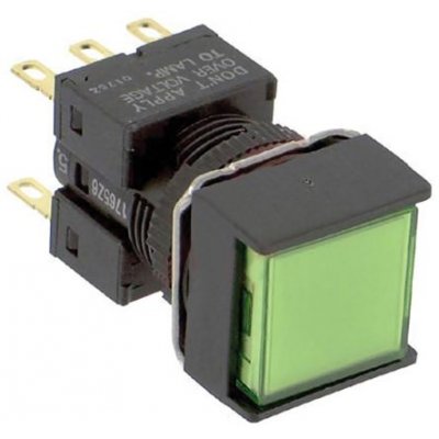 Omron A165L-AGA-24D-2 Green Push Button DPDT-NO/NC Alternate