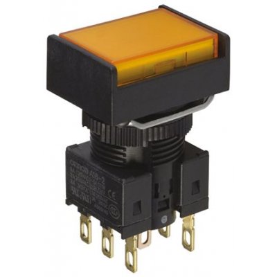 Omron A165L-JYA-24D-2 Yellow Push Button DPDT-NO/NC Alternate