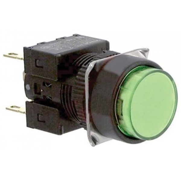 Omron A165L-TGA-24D-2 Green Push Button DPDT-NO/NC Alternate