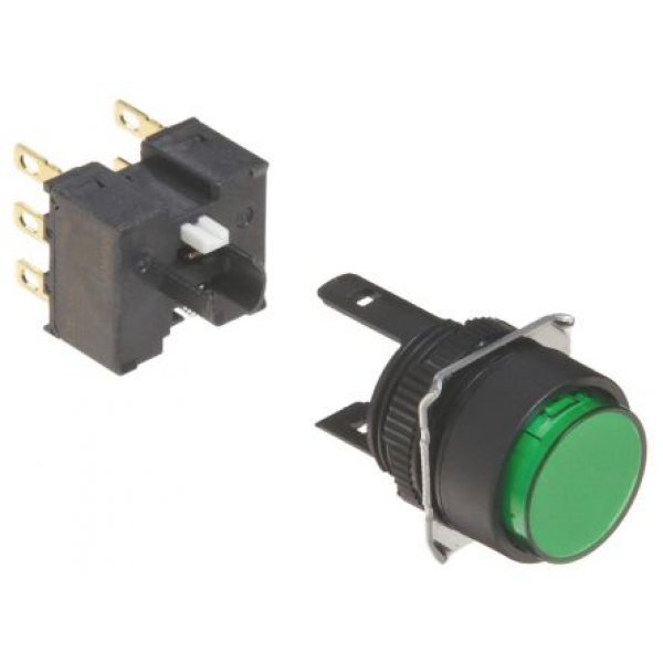 Omron A165-TGM-2 Green Push Button DPDT-2CO Momentary