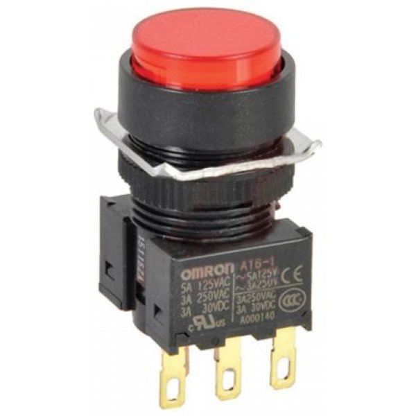 Omron A16-TRM-1 Red Push Button SPDT-NO/NC Momentary