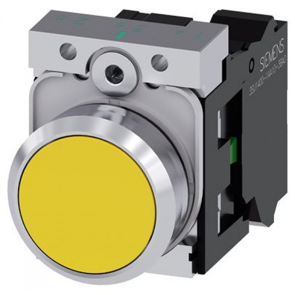 Siemens 3SU1150-0AB30-1BA0 Yellow Push Button Complete Unit 1NO Momentary