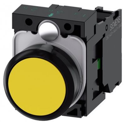 Siemens 3SU1100-0AB30-1BA0 Yellow Push Button Complete Unit 1NO Momentary