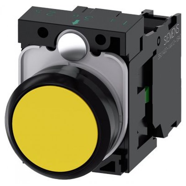 Siemens 3SU1100-0AB30-1BA0 Yellow Push Button Complete Unit 1NO Momentary