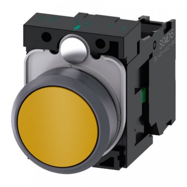 Siemens 3SU1130-0AB30-1BA0 Yellow Push Button Complete Unit NO Momentary