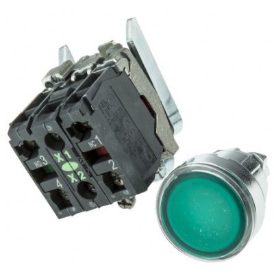 Schneider Electric XB4BW33B5 Illuminated Push Button, Panel Mount, SPDT, 22mm Cutout